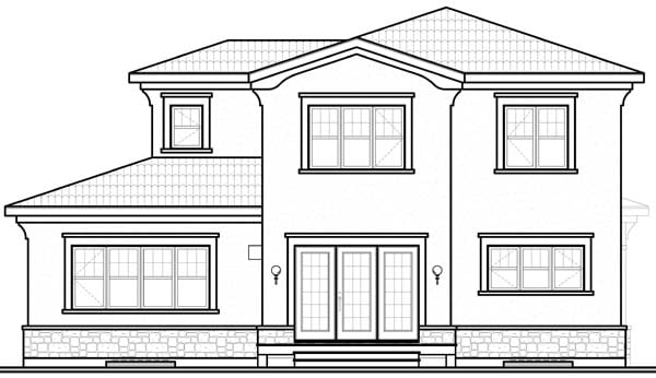 Mediterranean Rear Elevation of Plan 65500