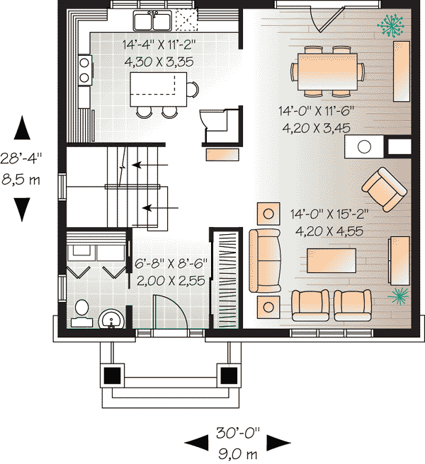 Country Craftsman Level One of Plan 65503