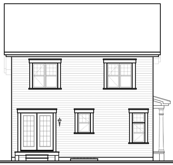 Traditional Rear Elevation of Plan 65505