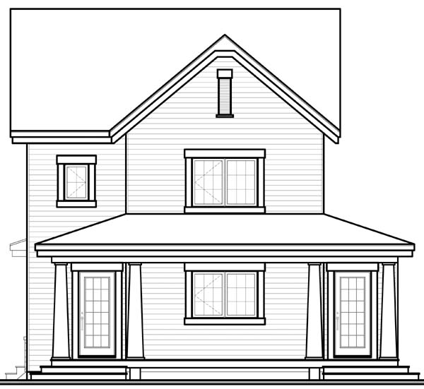 Country Craftsman Rear Elevation of Plan 65506