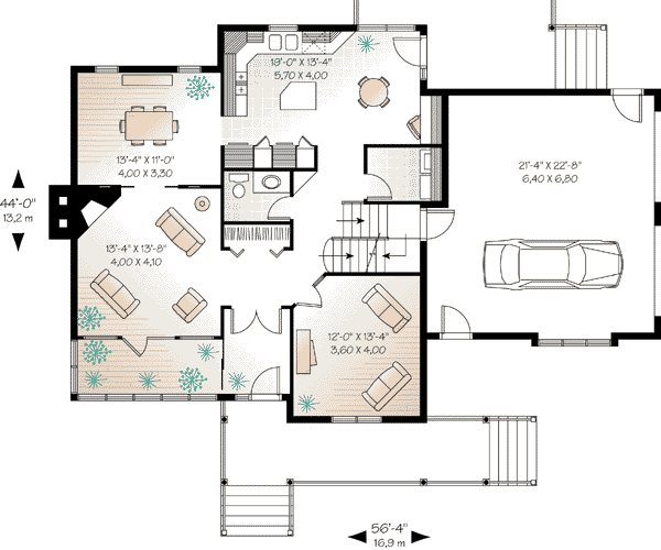 Country Farmhouse Traditional Level One of Plan 65510