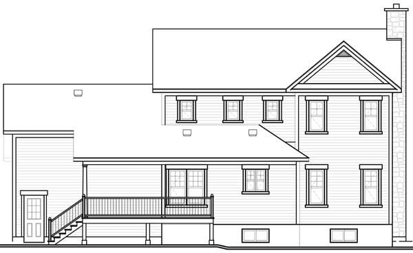 Country Farmhouse Traditional Rear Elevation of Plan 65510