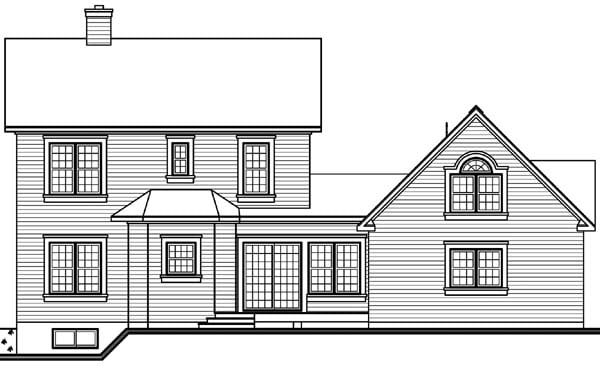 Country European Victorian Rear Elevation of Plan 65513