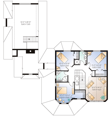 House Plan 65514 Second Level Plan