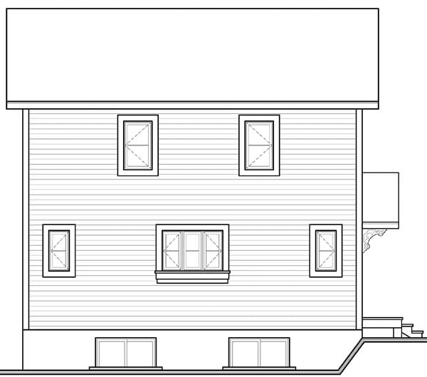 Contemporary Country Rear Elevation of Plan 65515