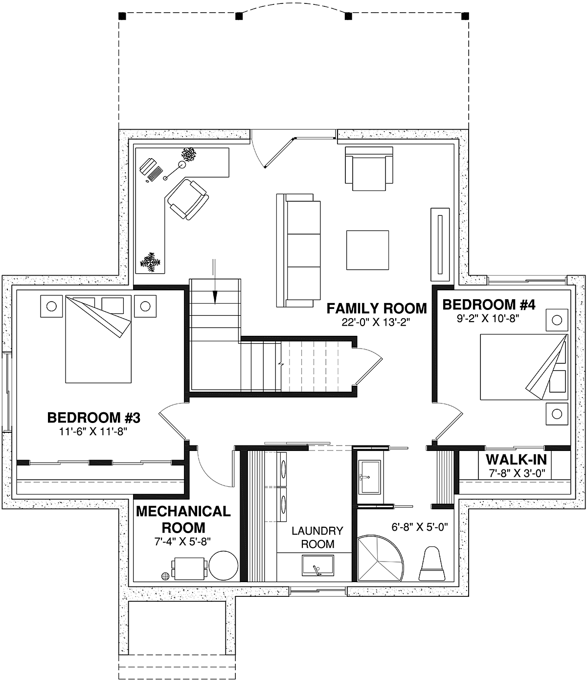 Coastal Country Craftsman Traditional Lower Level of Plan 65517