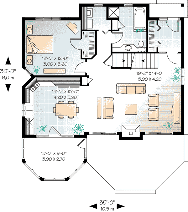 Country Craftsman Level One of Plan 65518