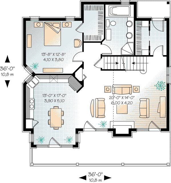 Country Craftsman European Level One of Plan 65519