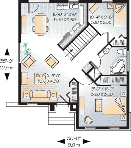 House Plan 65522 First Level Plan