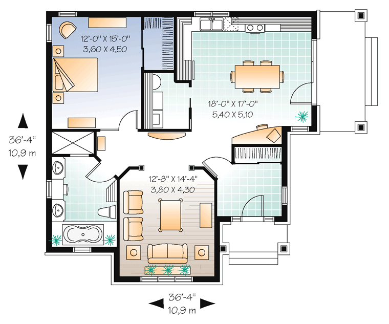 Bungalow Country Craftsman Level One of Plan 65524