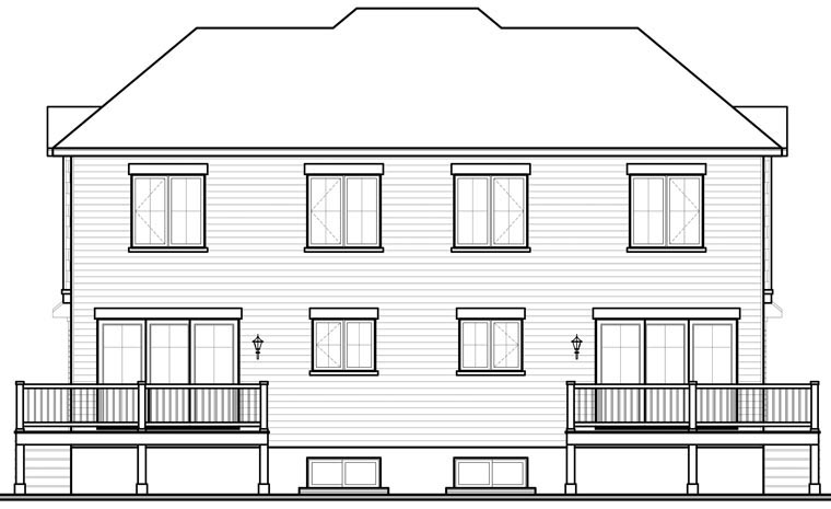 European Rear Elevation of Plan 65532