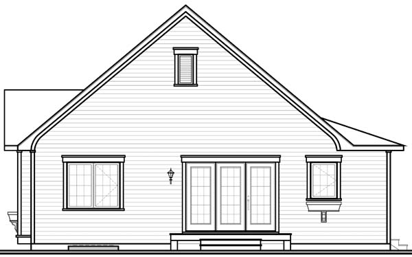 Bungalow Country Rear Elevation of Plan 65534