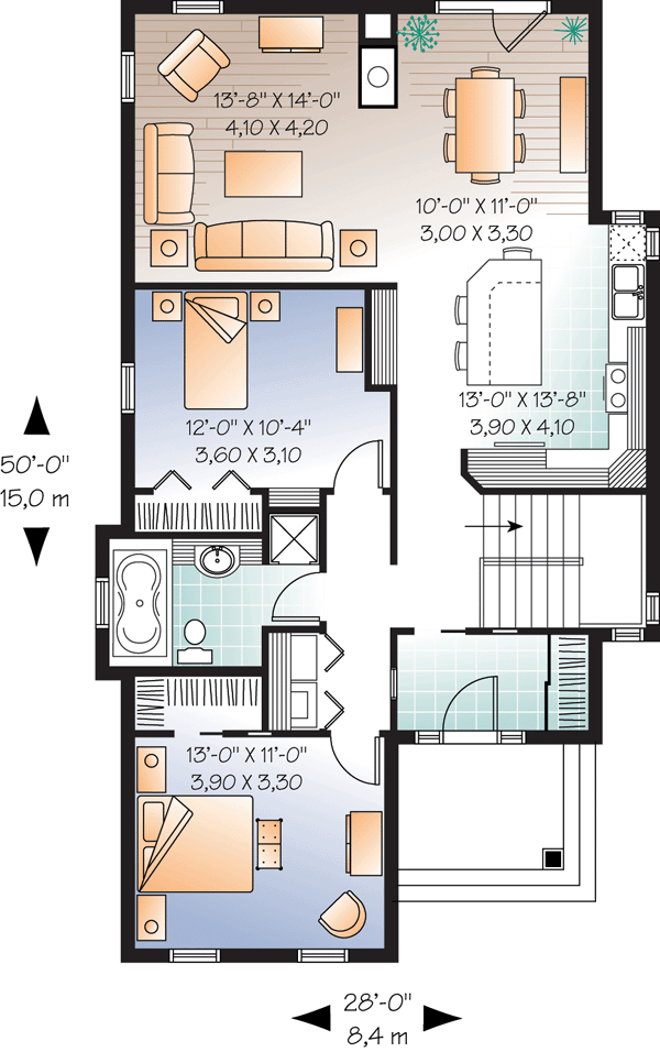 Bungalow Level One of Plan 65536