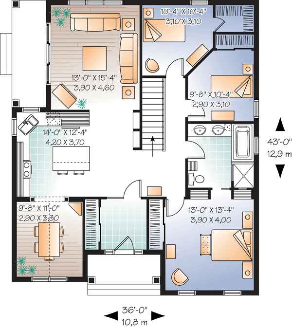 Bungalow Level One of Plan 65537