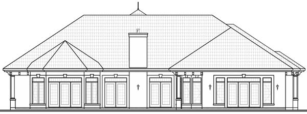 Florida Mediterranean Rear Elevation of Plan 65538