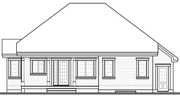 Bungalow Country Rear Elevation of Plan 65544