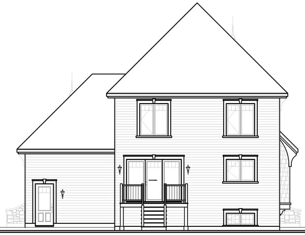 Country European Rear Elevation of Plan 65545