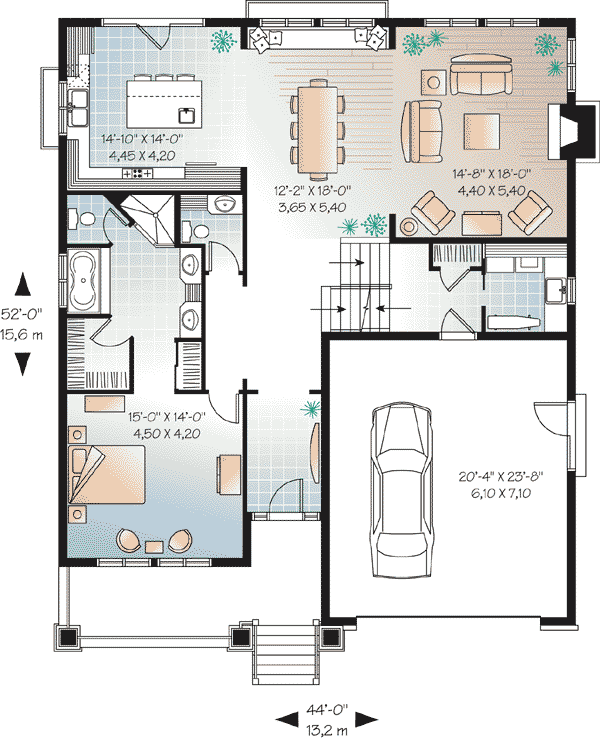 Country Craftsman Level One of Plan 65547