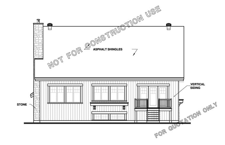 Country Craftsman Rear Elevation of Plan 65547
