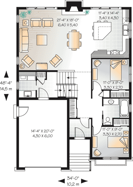 House Plan 65548 First Level Plan