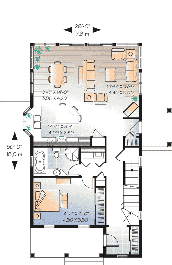 Country Craftsman Level One of Plan 65555