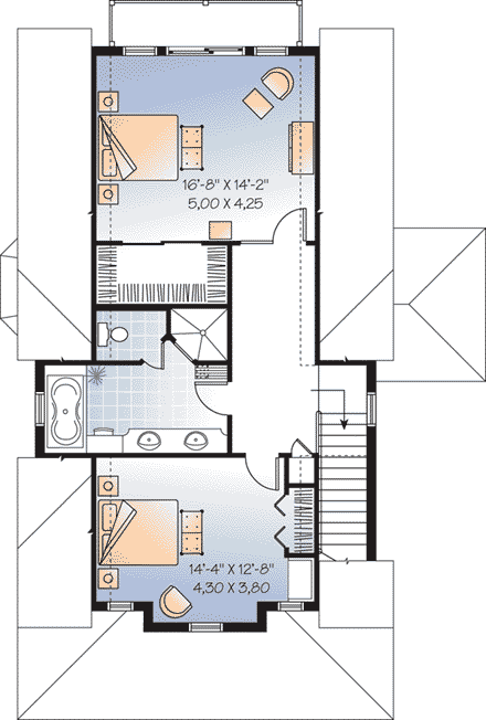 House Plan 65555 Second Level Plan