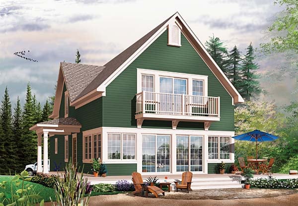 Country Craftsman Rear Elevation of Plan 65555