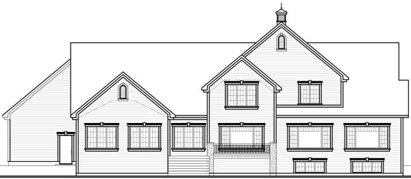 Country Ranch Rear Elevation of Plan 65557