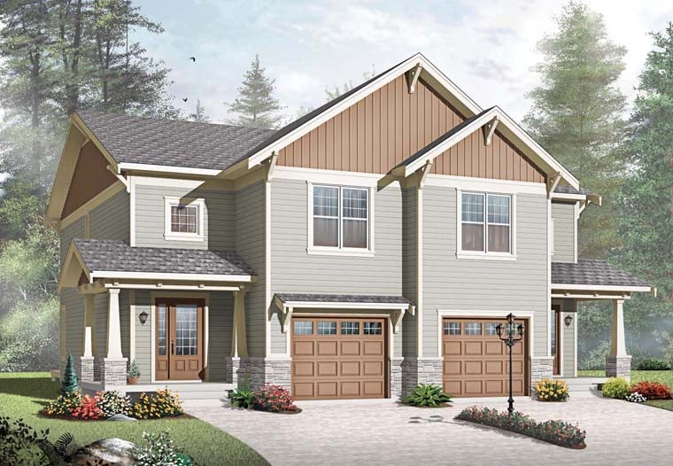  Craftsman  Style  Multi  Family  Plan  65559 with 6 Bed 4 Bath