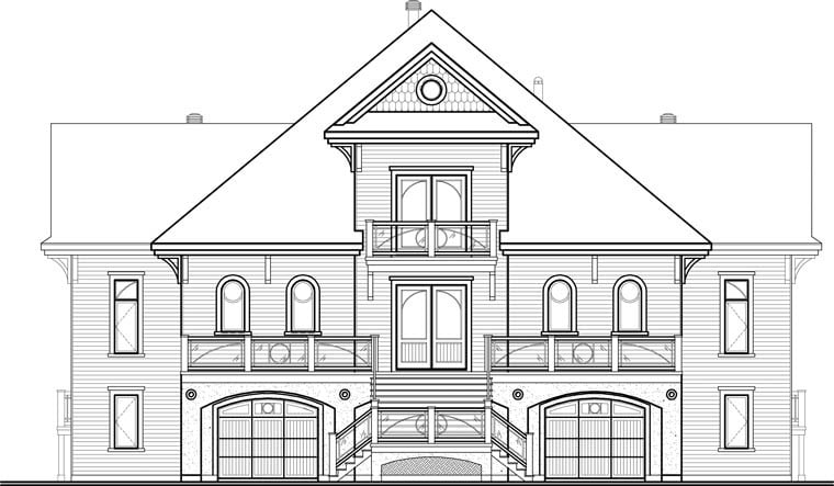 Coastal Florida Mediterranean Rear Elevation of Plan 65568