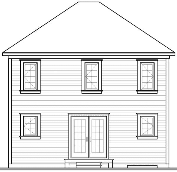 Traditional Rear Elevation of Plan 65572