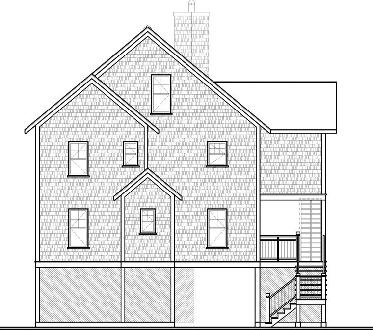 Coastal Rear Elevation of Plan 65578