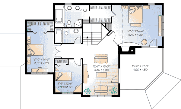 Country Farmhouse Traditional Level Two of Plan 65581