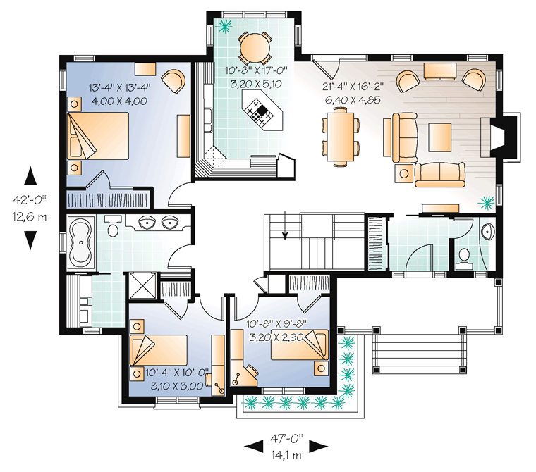 Bungalow Country Craftsman Level One of Plan 65591