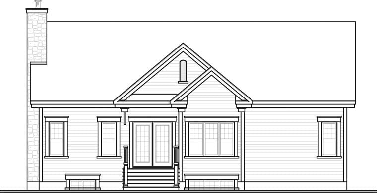Bungalow Country Craftsman Rear Elevation of Plan 65591