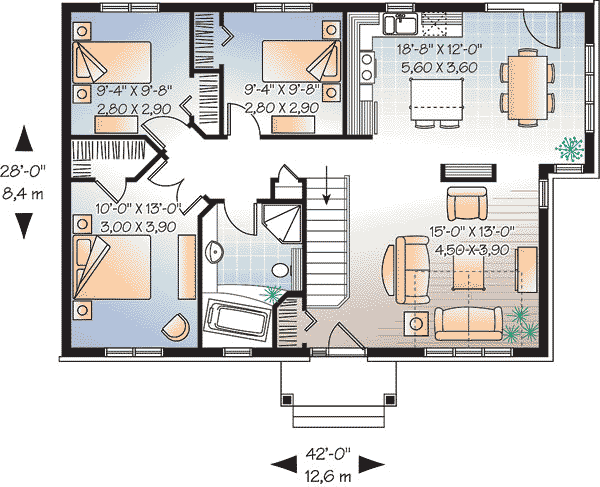 Bungalow Craftsman Level One of Plan 65597