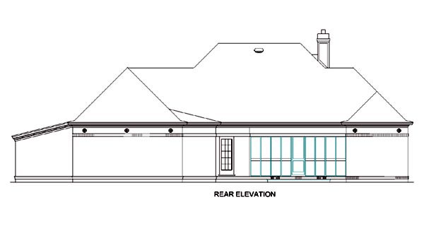 Colonial Rear Elevation of Plan 65605