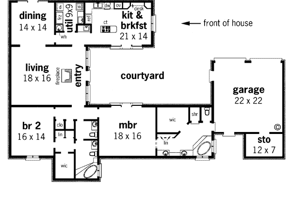 European One-Story Level One of Plan 65611