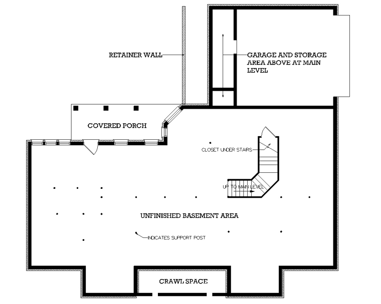 Colonial European One-Story Southern Lower Level of Plan 65612