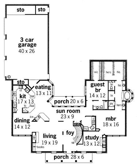 House Plan 65613 First Level Plan