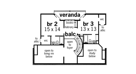 House Plan 65613 Second Level Plan