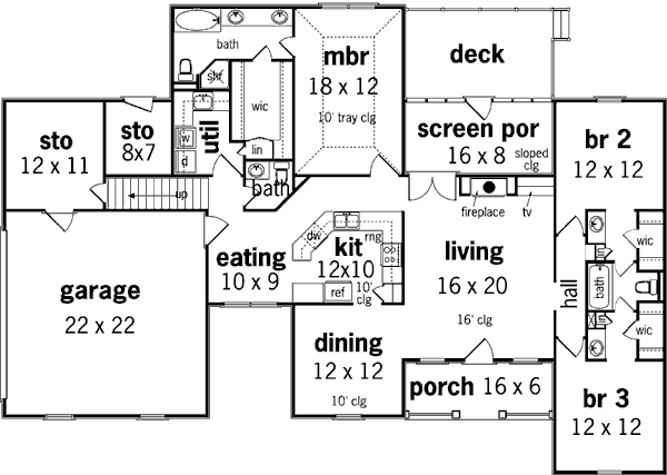 European One-Story Level One of Plan 65616