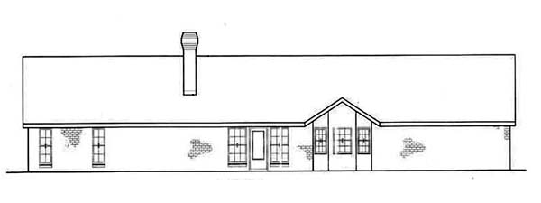 One-Story Ranch Traditional Rear Elevation of Plan 65620