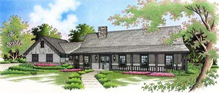 Country One-Story Elevation of Plan 65621