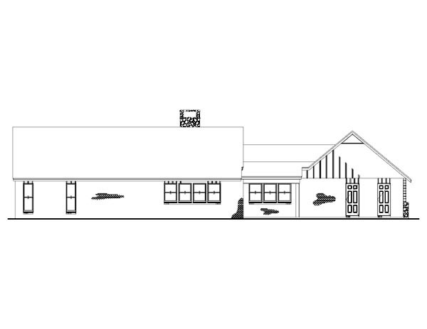 Country One-Story Rear Elevation of Plan 65621