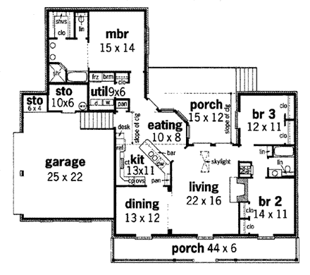 House Plan 65623 First Level Plan