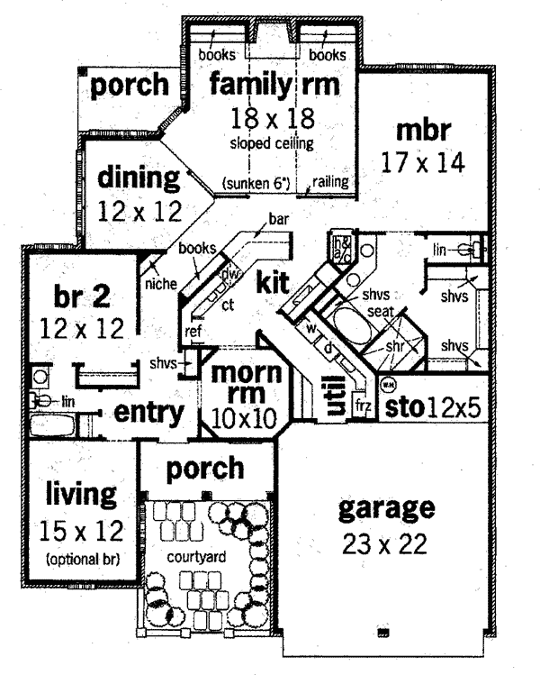 European One-Story Level One of Plan 65624