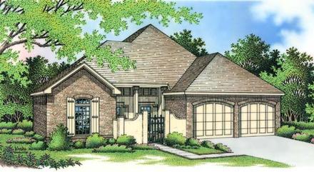 European One-Story Elevation of Plan 65624