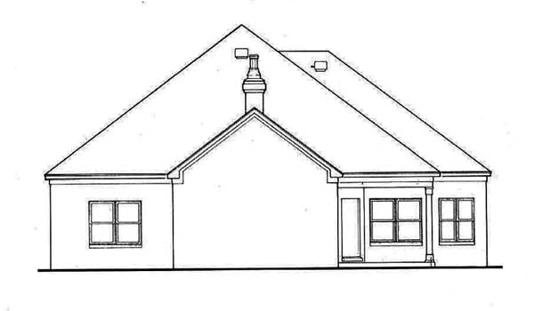 European One-Story Rear Elevation of Plan 65624