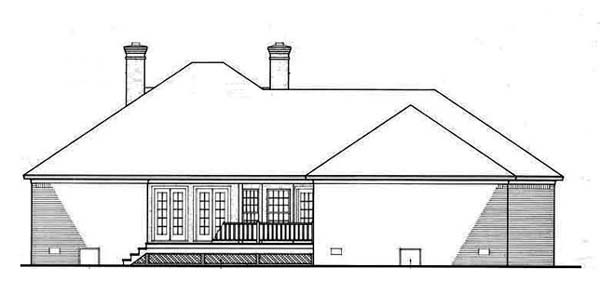 Colonial Southern Rear Elevation of Plan 65625
